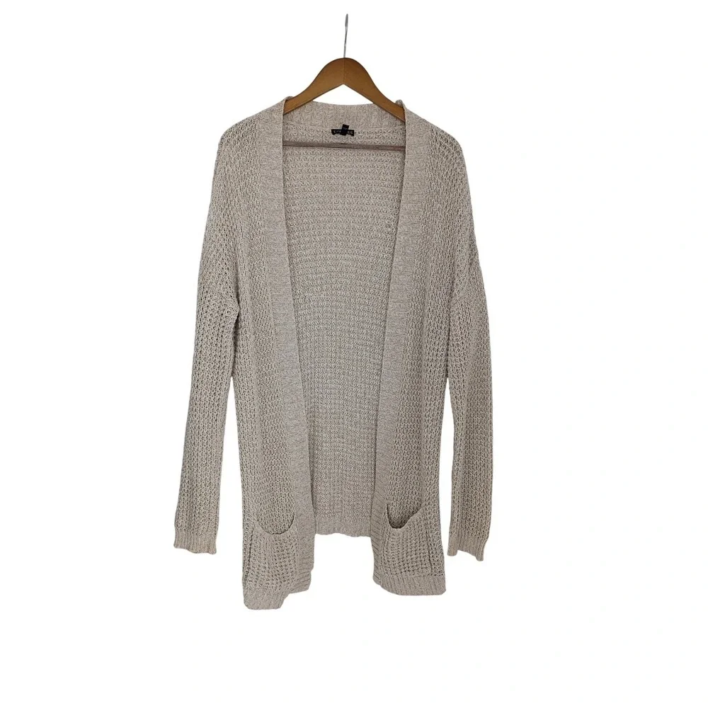 EXPRESS Beige COTTON BLEND Cardigan L Grandmacore Coastal‎ Grandmother Knit
